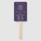 Paarse minimalistische script bruiloft programma handwaaier (Achterkant)