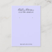 Paarse minimalistische sieraden oorbel display visitekaartje (Voorkant)