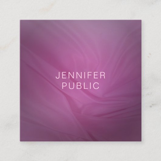 Paarse Minimalistische Sjabloon Professioneel Mode Vierkante Visitekaartje (Voorkant)