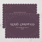 Paarse minimalistische Snow Merry Christmas Kaart (Voorkant / Achterkant)