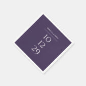 Paarse minimalistische speciale datum bruiloft servet (Hoek)