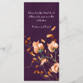 Paarse minimalistische verbrande Oranje plateaus Menu (Achterkant)