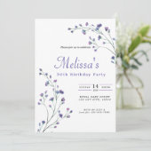  Paarse Minimalistische Wildbloemen 50ste Verjaard Kaart (Staand voorkant)