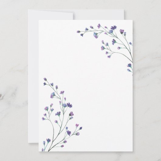 Paarse Minimalistische Wildbloemen 50ste Verjaard Kaart (Achterkant)