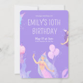 Paarse Minimalistische Zeemeermin Verjaardagsuitno Kaart (Voorkant)