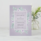 Paarse Mint Blad Bruiloft Kaart (Staand voorkant)