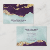 *~* Paarse Mint Blue Glitter Agate Geode Visitekaartje (Voorkant / Achterkant)