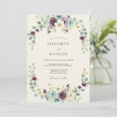 Paarse Mint Botanische Boog Bruiloft Kaart (Staand voorkant)
