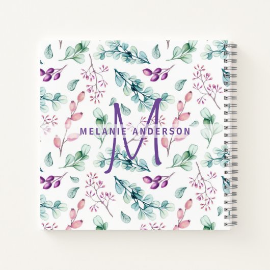 Paarse Mint Flowers Gratitude Blessing Journal Notitieboek (Achterkant)