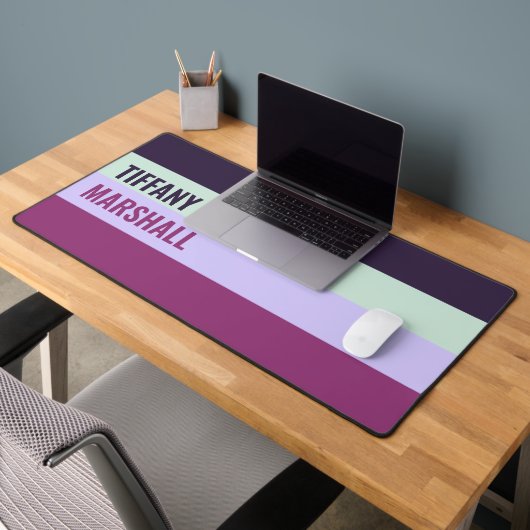 Paarse, Mint Green & Magenta Stripes Patroon Bureaumat (Kantoor 2)