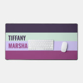 Paarse, Mint Green & Magenta Stripes Patroon Bureaumat (Keyboard & Muis)