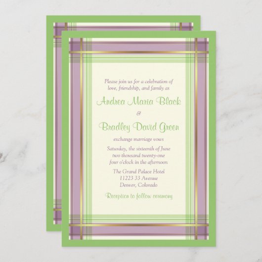 Paarse Mint Green Pset Wedding Uitnodiging (Voorkant / Achterkant)