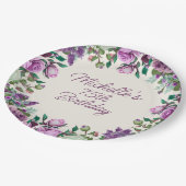 Paarse Mint Groene Waterverf Bloemen 75e Verjaarda Papieren Bordje (Gekanteld)