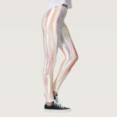 Paarse Mint Perzik Roze Strepen Leggings (Rechts)