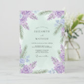 Paarse Mint Wisteria Bruiloft Kaart (Staand voorkant)