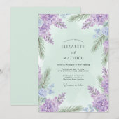Paarse Mint Wisteria Bruiloft Kaart (Voorkant / Achterkant)