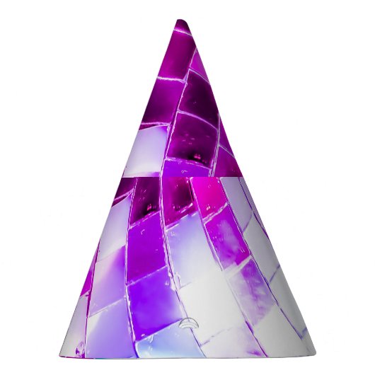 Paarse Mirror Disco Ball Feesthoedjes (Rechts)