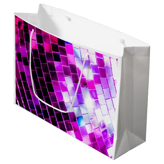 Paarse Mirror Disco Ball Groot Cadeauzakje (Voorkant Gekanteld)