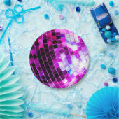 Paarse Mirror Disco Ball Papieren Bordje (Feest)