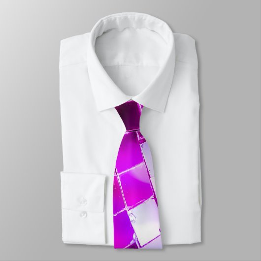 Paarse Mirror Disco Ball Stropdas (Gebonden)