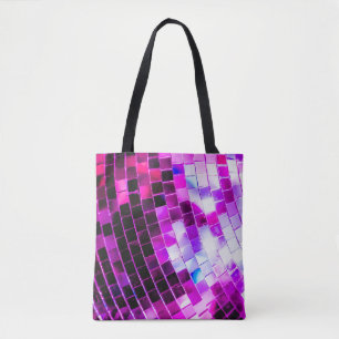 Paarse Mirror Disco Ball Tote Bag
