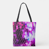 Paarse Mirror Disco Ball Tote Bag (Achterkant)