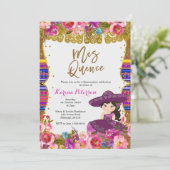 Paarse Mis Quince Mexican Birthday Uitnodiging (Staand voorkant)