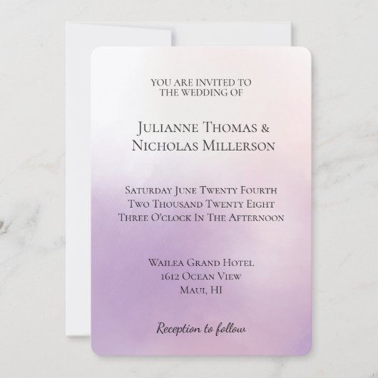 Paarse mist bruiloft kaart (Voorkant)