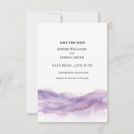 Paarse Mist Huwelijk Save The Date (Voorkant)