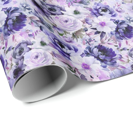 Paarse Mix Flower Wrapping Paper Cadeaupapier (Rol Hoek)