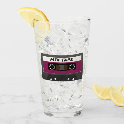 Paarse Mix-tape: 80 en 90-inch geïnspireerd cadeau Glas (Voorkant ijs)