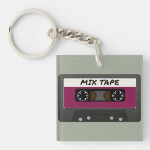 Paarse Mix-tape: 80 en 90-inch geïnspireerd cadeau Sleutelhanger