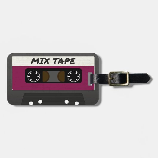 Paarse Mix Tape - 80s en 90s Retro geïnspireerd ca Bagagelabel (Voorkant horizontaal)