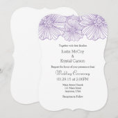 Paarse Mod Flower omlijnt Wedding Invitations Kaart (Voorkant / Achterkant)