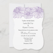 Paarse Mod Flower omlijnt Wedding Invitations Kaart (Voorkant)
