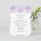 Paarse Mod Flower omlijnt Wedding Invitations Kaart (Staand voorkant)