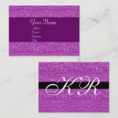 PAARSE MODE BEADS MONOGRAM VISITEKAARTJE (Voorkant / Achterkant)