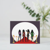 Paarse Mode meisjes op de rode loper Briefkaart (Staand voorkant)