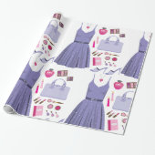 Paarse Mode set Cadeaupapier (Uitgerold)