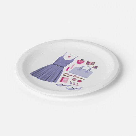 Paarse Mode set Papieren Bordje (Gekanteld)