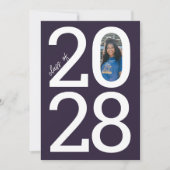 Paarse Modern Class Jaar van en Foto Afstuderen Aankondiging (Voorkant)