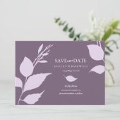 Paarse Modern Foto Save The Date (Staand voorkant)