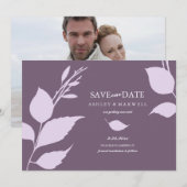 Paarse Modern Foto Save The Date (Voorkant / Achterkant)