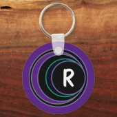 Paarse Modern Geometrisch Abstract Monogram Initia Sleutelhanger (Achterkant)
