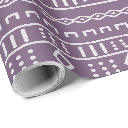 Paarse Modern Mudcloth Cadeaupapier (Rol Hoek)