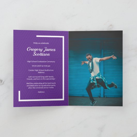 Paarse Modern Photo Afstuderen (Binnen)