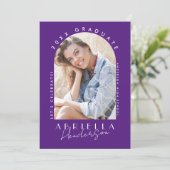 Paarse Modern Photo Afstuderen Kaart (Staand voorkant)