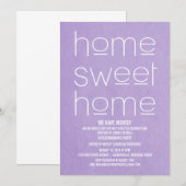 Paarse Modern Sweet Home Housewarming Party Kaart (Voorkant / Achterkant)