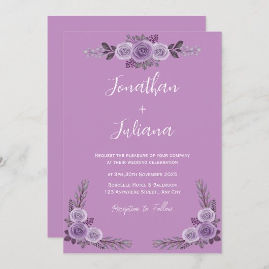 Paarse Modern Weddenschap Kaart (Voorkant / Achterkant)