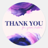 Paarse moderne Abstracte kleine bedrijven dank u Ronde Sticker (Voorkant)